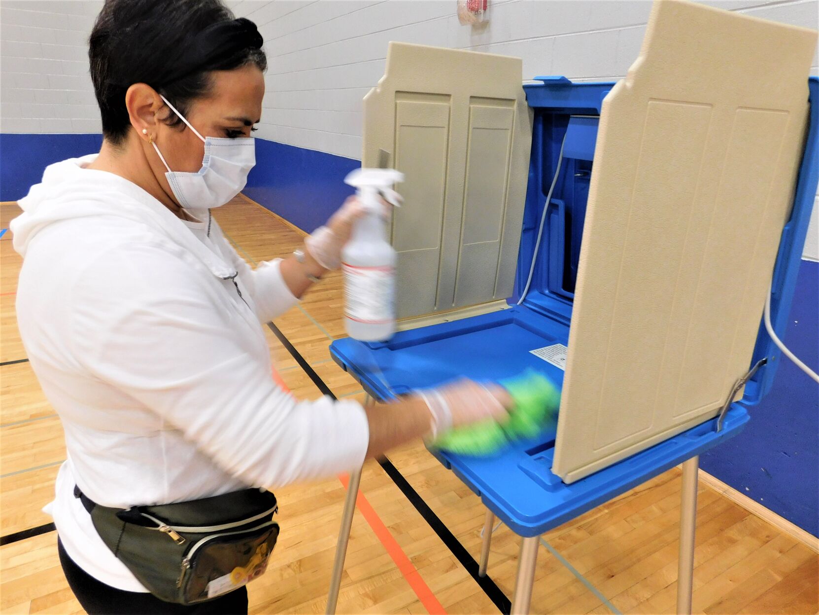 Elections in the age of COVID-19 - Sanitation at Gilmore Fine Arts School in Racine